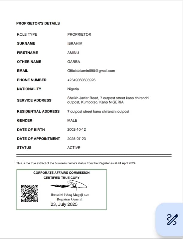 Proprietor Details for Al-Amin Infotech Services